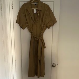 Elegant Tan Shirt Dress